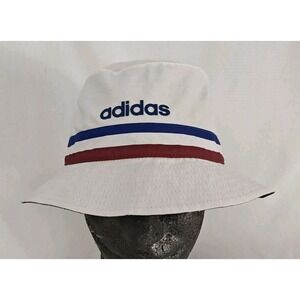 Adidas Bucket Hat Americana Hip-hop White Striped Size L/XL Cotton Poly Blend